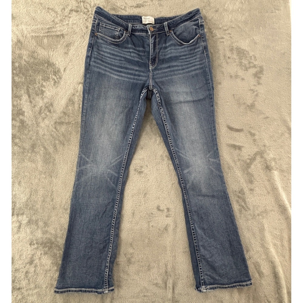BKE Gabby Bootcut Jeans Womens 31L Long Blue Denim Stretch Mid Rise 33" Inseam‎